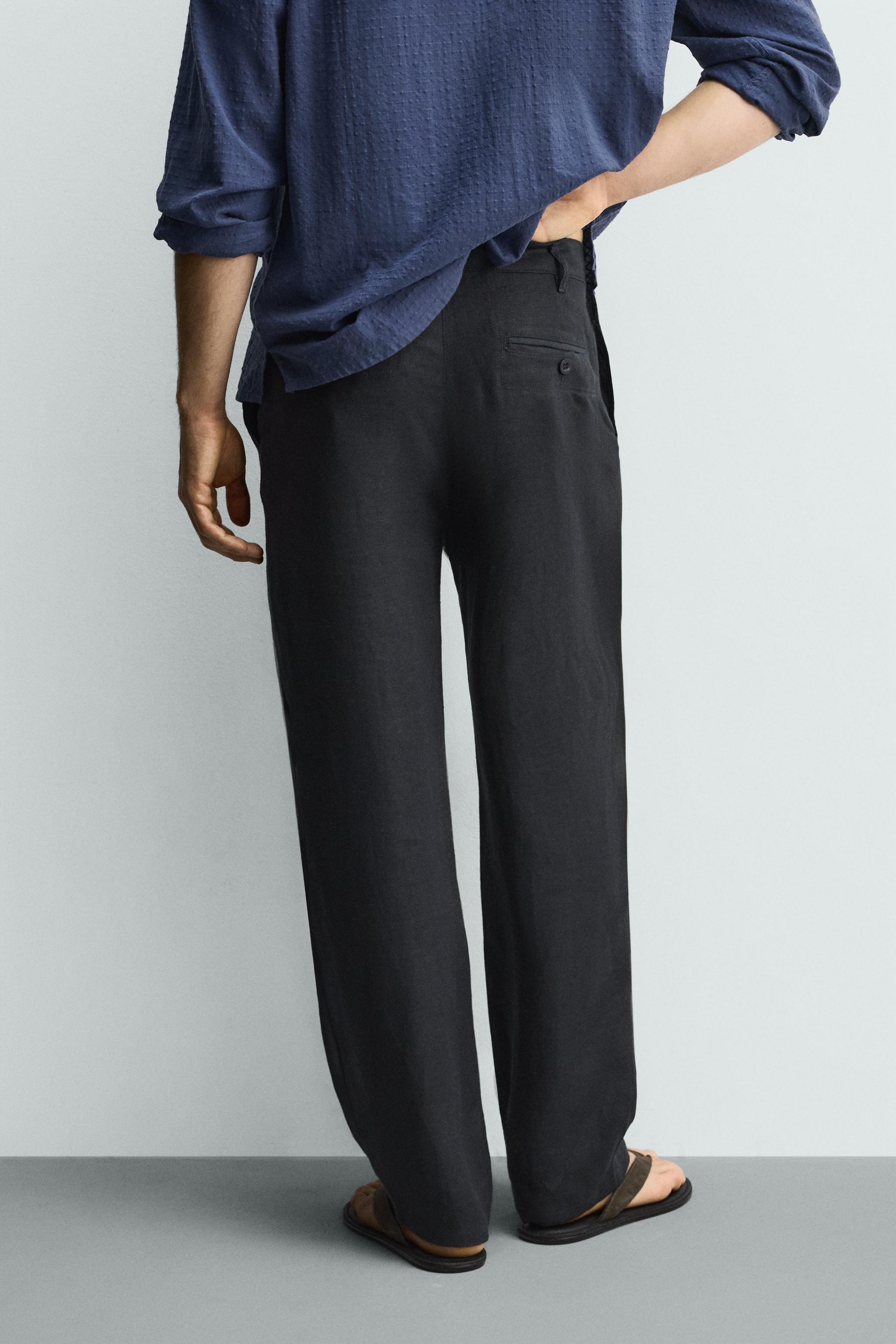 PANTALON À PLIS 100% LIN